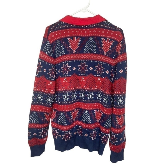 Tipsy Elves Red White Blue Collared Button Front Cardigan, XL - Picture 2 of 8